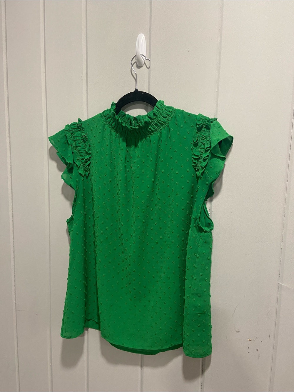 CeCe Emerald Ruffle Mock-Neck Sleeveless Blouse